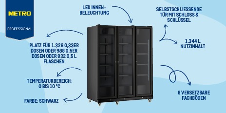 dreitür glastürkühlerschrank 