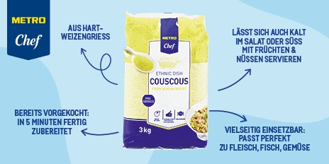 Produktneuheiten METRO, METRO Produktinnovationen, Neue Produkte METRO, METRO Chef Couscous, vorgekocht