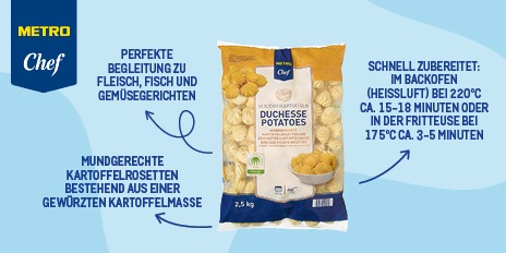 Produktneuheiten METRO, METRO Produktinnovationen, Neue Produkte METRO, METRO Chef Herzoginkartoffeln, mundgerecht