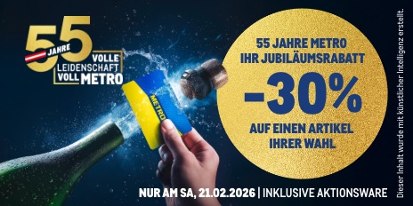 METRO Oesterreich, Jubilaeum, Prozentrabatte, Stickeraktion