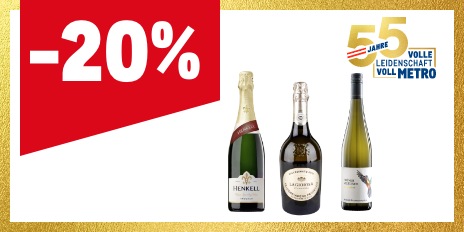 METRO Oesterreich, Prozentaktion, Prozentrabatt, Wein, Schaumwein, alkoholfreie Alternativen