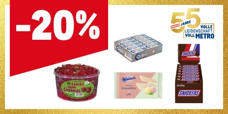 METRO Oesterreich, Prozentaktion, Prozentrabatt, Suessware, Kaugummis, Fruchtgummis, Eisgebaeck
