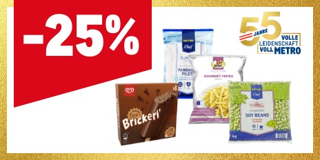 METRO Oesterreich, Prozentaktion, Prozentrabatt, Tiefkuehlsortiment, Tiefkuehlware