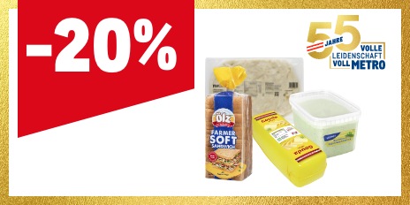 METRO Oesterreich, Prozentaktion, Prozentrabatt, Kaese, Brot, Aufstriche