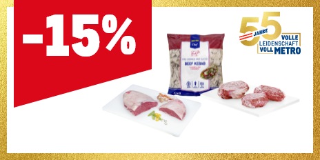 METRO Oesterreich, Prozentaktion, Prozentrabatt, Rindfleisch frisch, Rindfleisch tiefgekühlt