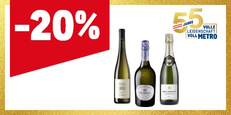 METRO Oesterreich, Prozentaktion, Prozentrabatt, Wein, Schaumwein, alkoholfreie Alternativen