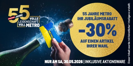 METRO Oesterreich, METRO Jubilaeum, 55 Jahre, Sticker, Prozentrabatt