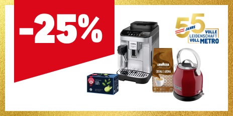 METRO Oesterreich, Prozentaktion, Prozentrabatt, Kaffee, Tee, Kaffeemaschinen, Wasserkocher