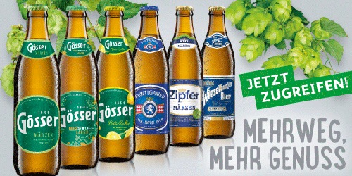 diverse Biersorten der Brau Union