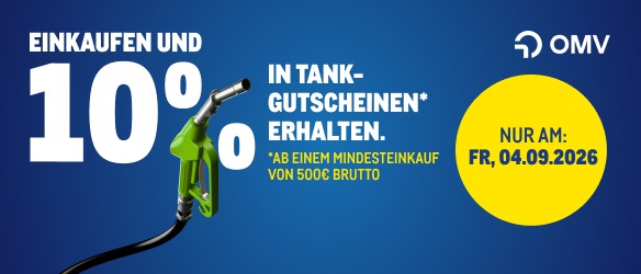 Tankevent 500 Euro ausgeben 10 Prozent retour als Tankgtuschein von OMV