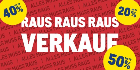 METRO Oesterreich, Abverkauf, Prozentrabatte, Prozentaktionen, Raus Raus Raus