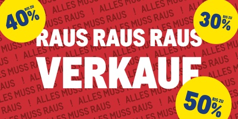 METRO Oesterreich, Abverkauf, Prozentrabatte, Prozentaktionen, Raus Raus Raus