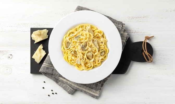 Спагети Ала Китара с пекорино, пипер и артишок 