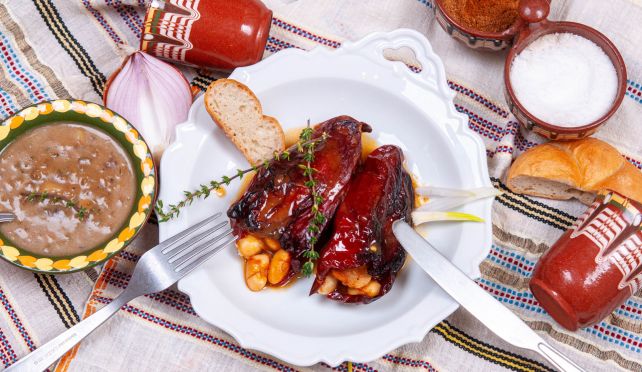 Сушени чушки с боб и манатарки