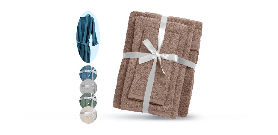 Комплект халат за баня и 3 бр. кърпи	