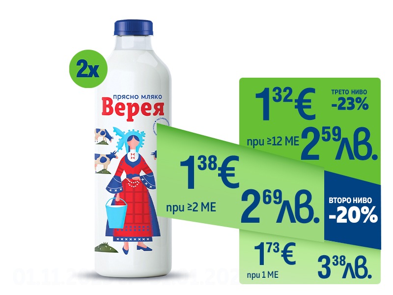 Прясно краве мляко ВЕРЕЯ