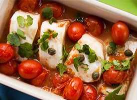 Treska skrei s rajčaty