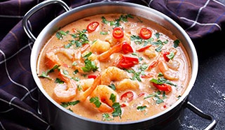 Polévka Tom Kha s krevetami