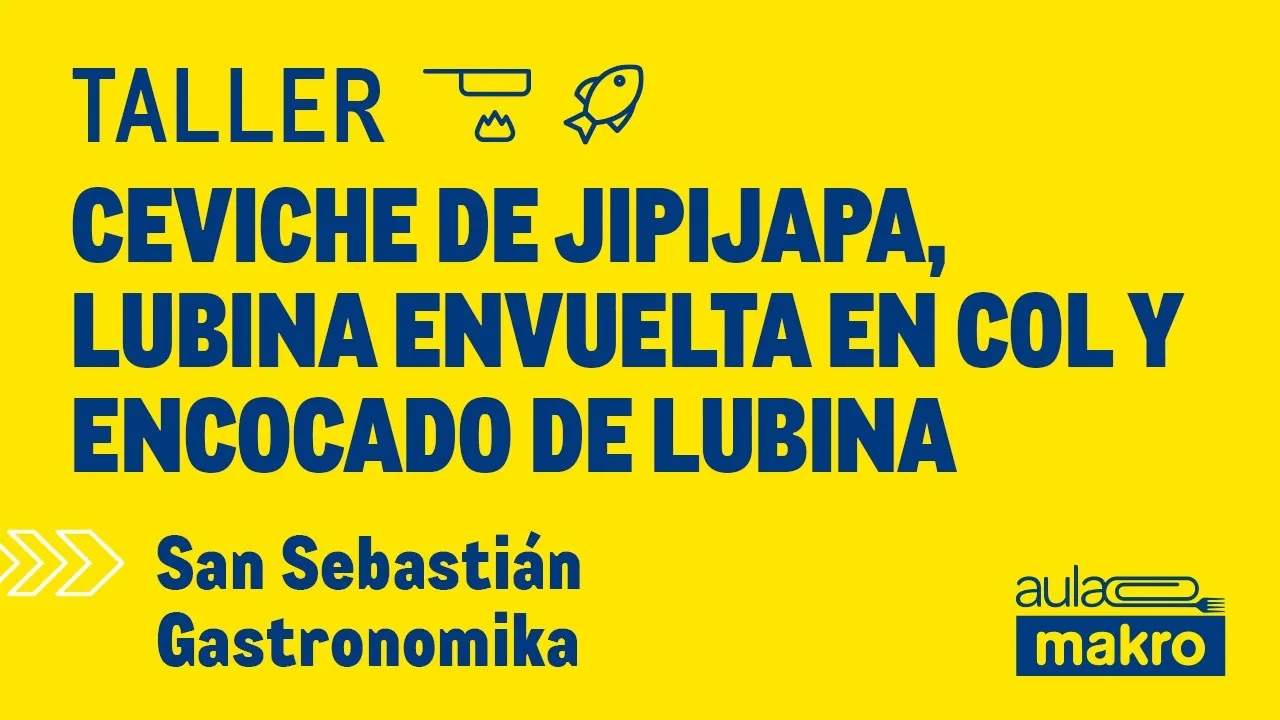 Taller ceviche de jipijapa lubina envuelta en col y encocado en Lubina