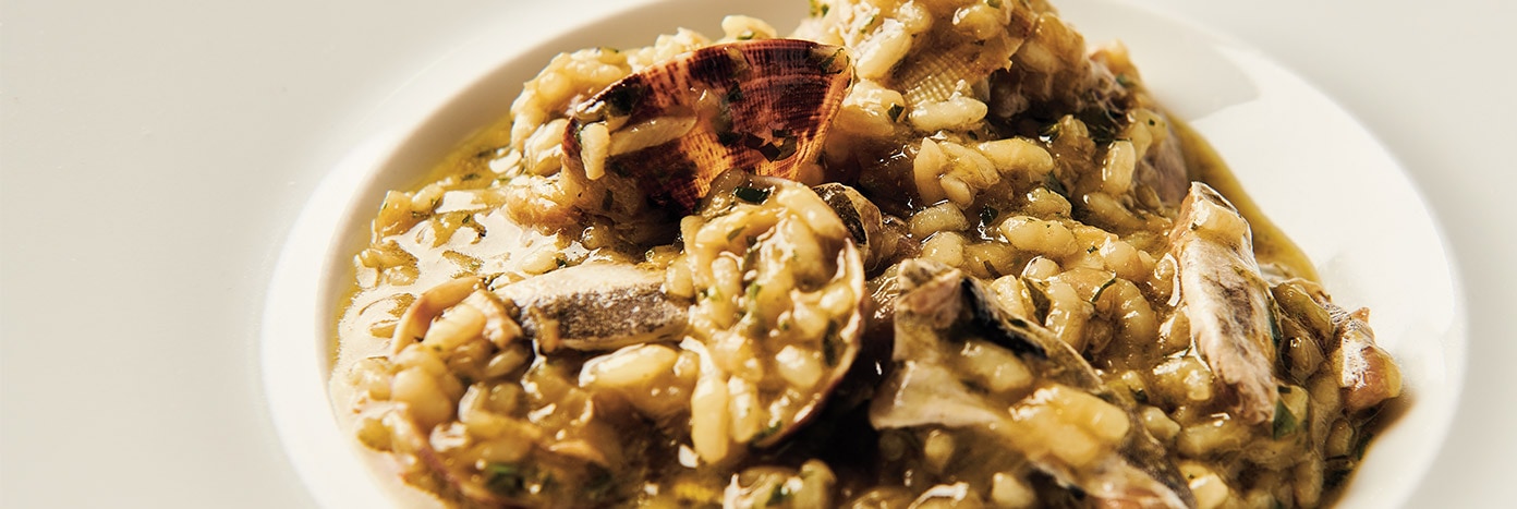 Arroz caldoso de almejas y cocochas - José Luis Estevan