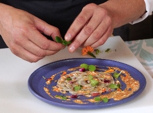 Receta carpaccio de champiñones y carabineros con crema agria - Paso 6
