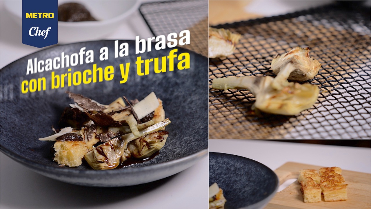 Alcachofa a la brasa con brioche y trufa