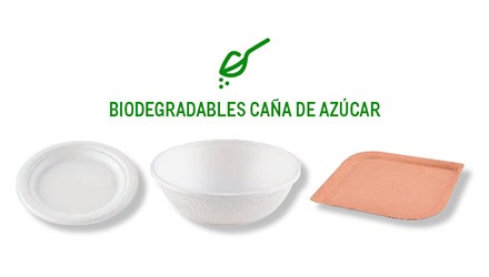 Elementos desechables de caña de azúcar