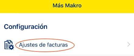 Ajustes de facturas en app