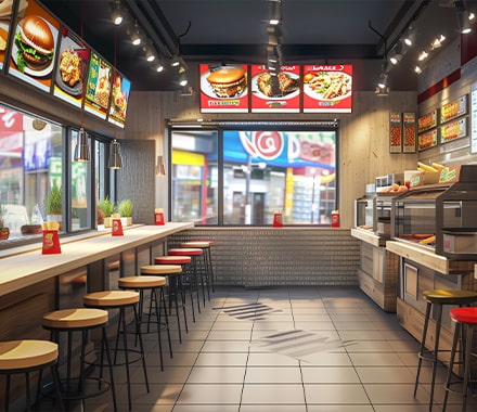 Fast-food proposant des hamburgers gastronomiques et des frites