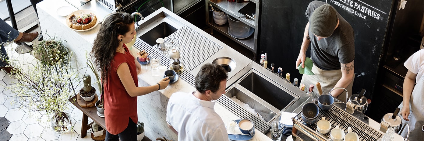 Comptoir de restaurant, vue de haut