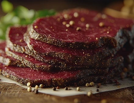 Tranches de bœuf accompagnées de salade et poivre