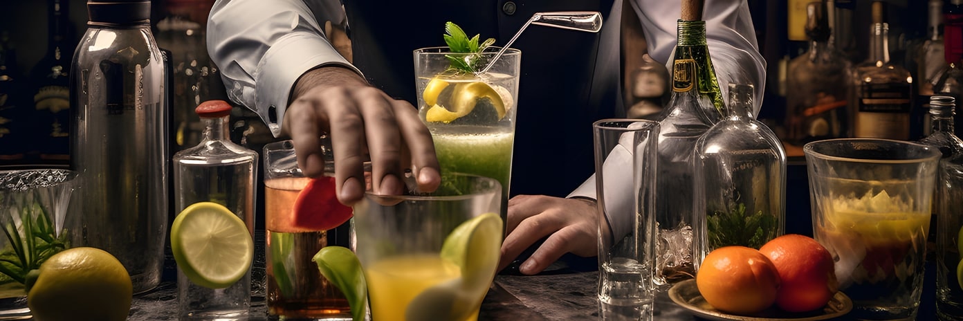 Barman préparant un cocktail