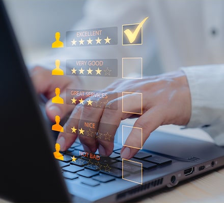 Données de satisfaction des clients sur un ordinateur