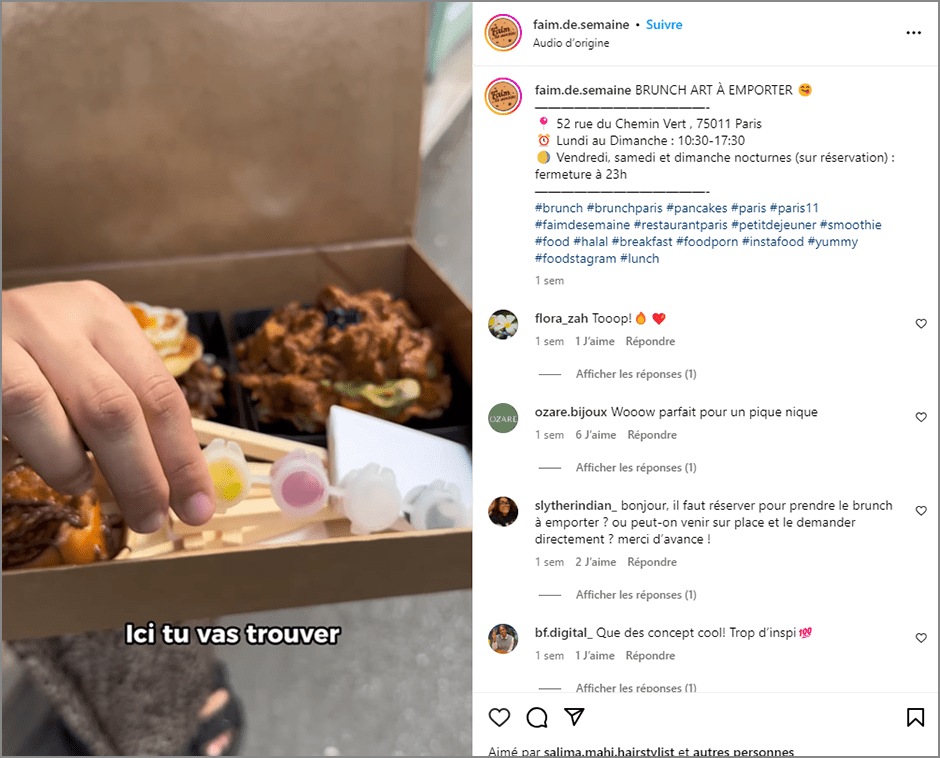 Post Instagram de faim.de.semaine