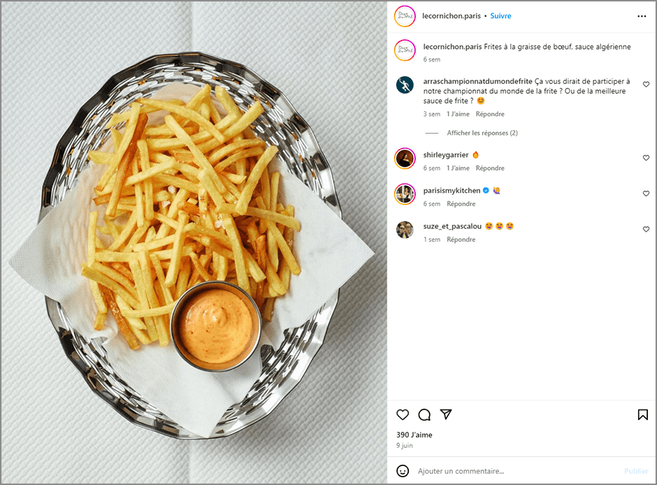 Capture d’un post Instagram de Cornichon Paris