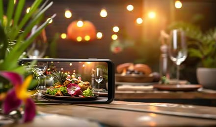 Photographie d'un plat pour les réseaux sociaux