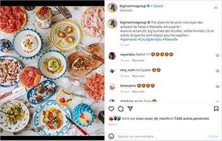 Post Instagram @bigmammagroup et ses commentaires