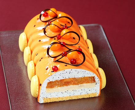 Bûche de repas de fêtes aux fruits exotiques