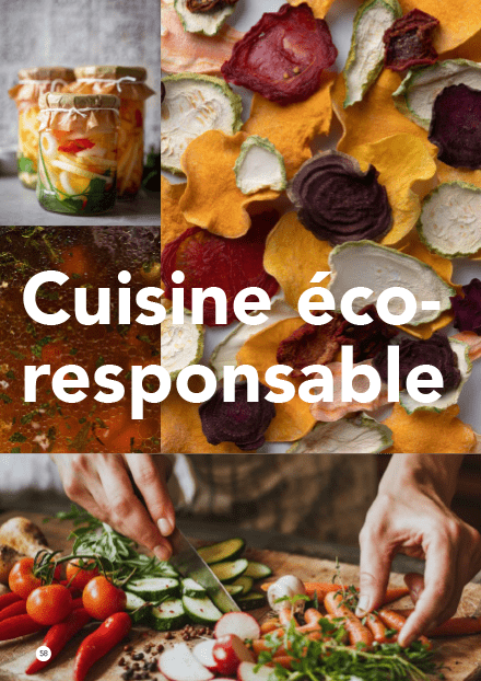 Montage de visuels avec des plats et ingrédients éco-responsables