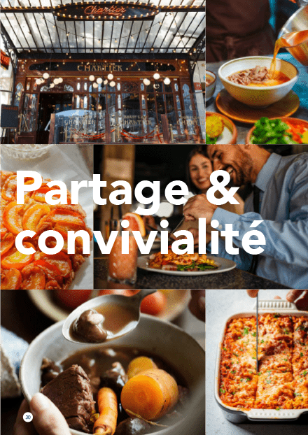 Montage avec des aliments relatifs au partage et à la convivialité