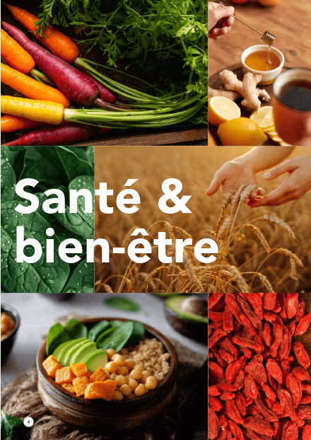Montage avec des aliments relatifs à la santé et au bien être