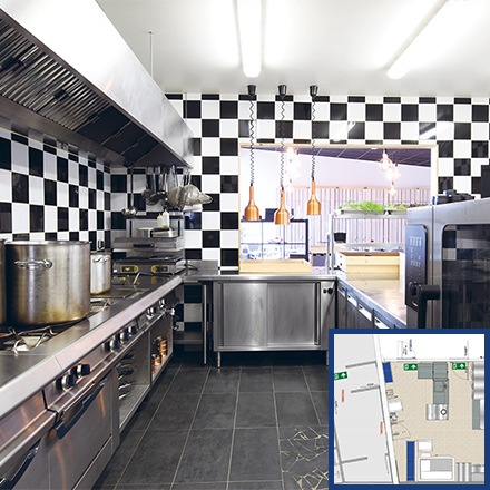 Cuisine et plan du restaurant "L'atelier Yssoirien"