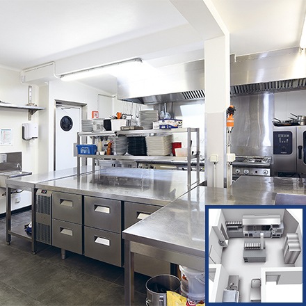 Cuisine et plan du restaurant "Le chaudron"