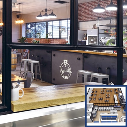 Cuisine et plan du restaurant "PIzza Bella"