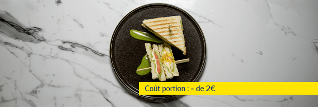 Recette de chef - Club sandwich Œuf, poulet, Mozza