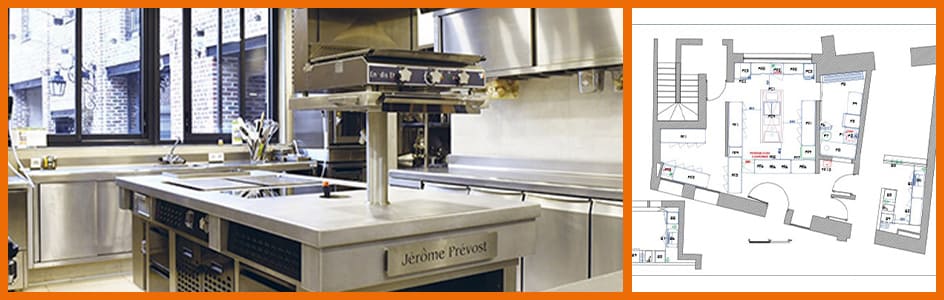 Cuisine de restaurant et plan