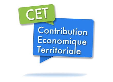 CET (Contribution Economique Territoriale) dans des bulles colorées
