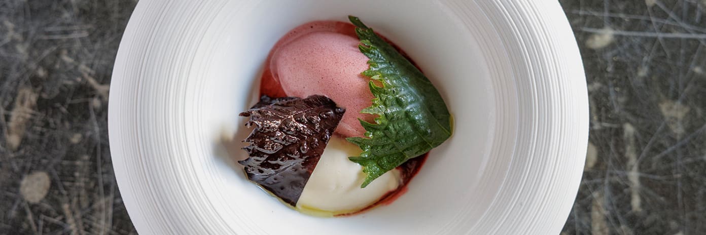 Recette de chef – La fraise de Carros soufflée glacée, lie de saké, shiso au sel - Tourteaux