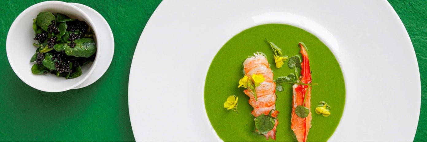 Recette de chef – Langoustine cresson caviar – Toshitaka Omiya