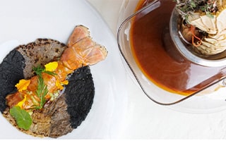 Recette de chef – Langoustine en taco tricolore, émulsion de langoustine et consomme mexicain de langoustine – Enrique Casarrubias